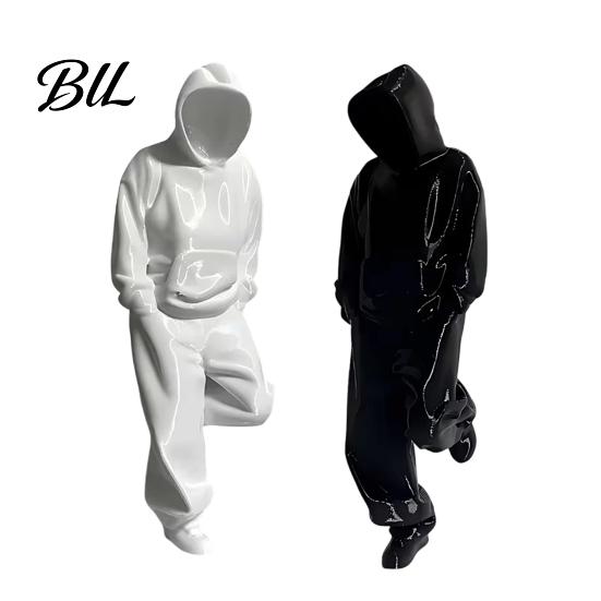 Artistic Desktop Ornament Thinker Figurine, 3D Printed Sweatsuit Man Statue for Home Environmentally Friendly Decor Office Desk Bookshelf Decor,