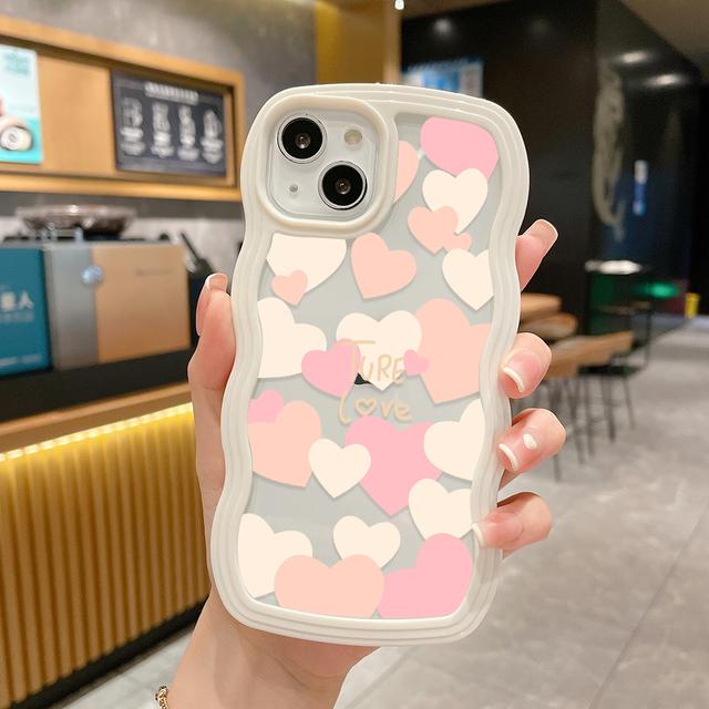 Custodia carina trasparente con onde ricce per iPhone 12 11 13 14 Pro Max 7 8 Plus X Xr Xs Se 2022 2020 Bumper antiurto Estetico