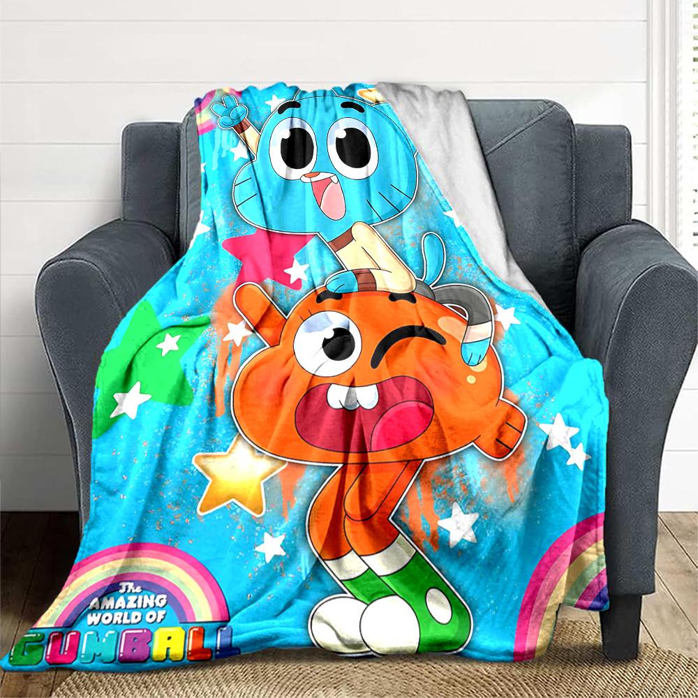 1pc Gumball World Cozy Print Blanket Lightweight Warm Flannel Throw Blanket For Sofa, Bed, Living Room