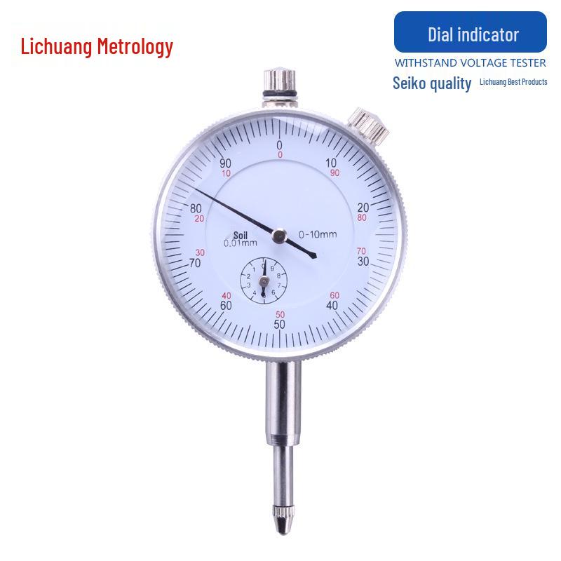 

Metal Dial Indicator with Pointer, 0-10MM, Round with Ears