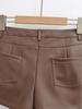 American Retro Style Slimming PU Leather Shorts with Hip Padding for Petite Figures