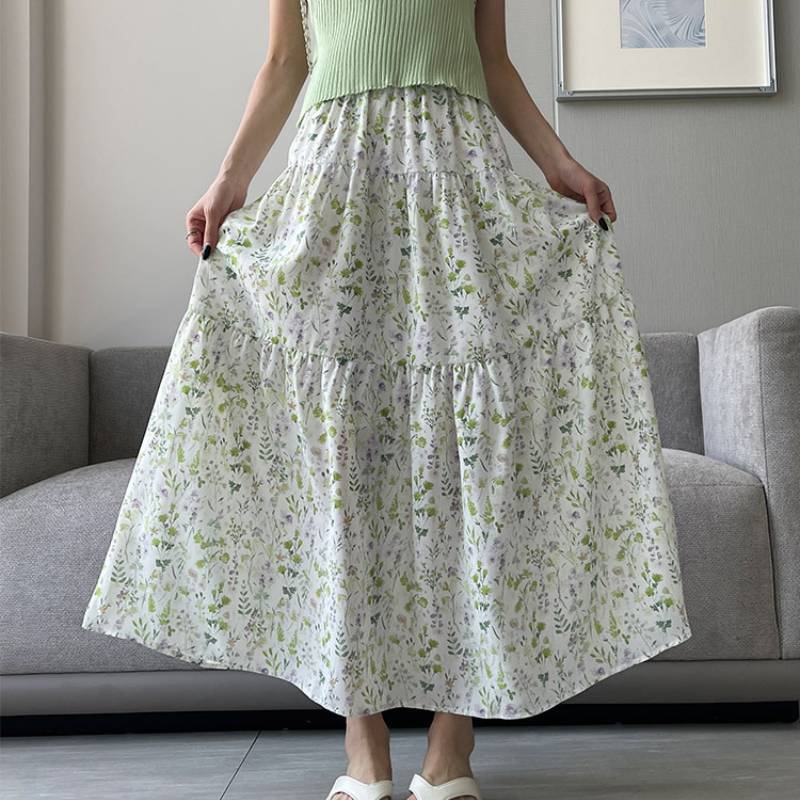 Floral Print Midi Skirt For Women With High Waist Aline Design For Casual And Office Wear