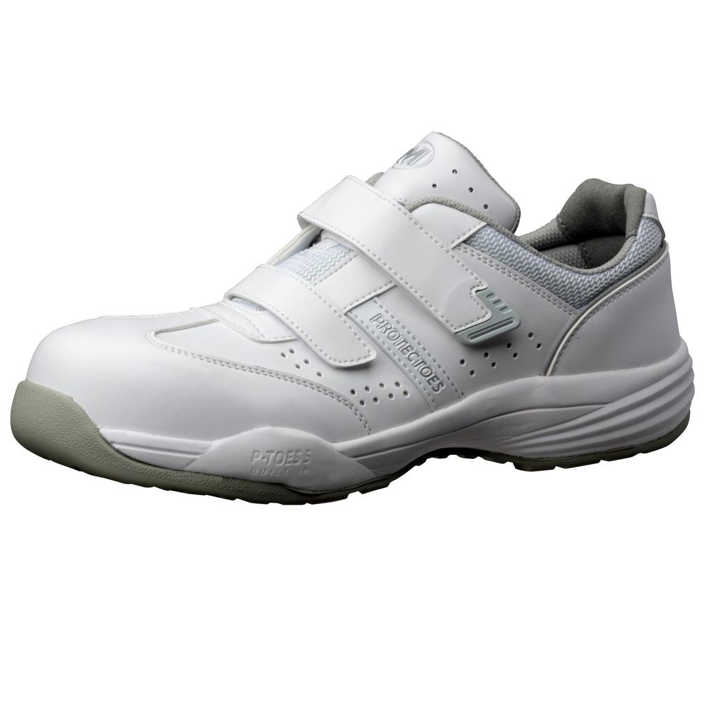 Midori Anzen Protectooz 5 Safety Work JSAA Professional Pinky Toe Shock Size Cm Shoes, Certified, Sneakers, Protection, Absorption, PF115, White, 26.0