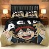 Black Clover Pattern Bedding Quilt Set Quilt Cover Pillowcase Home Birthday Gift(1 * duvet cover + 2 * pillowcase, without core)