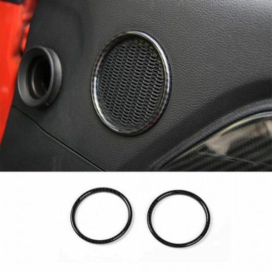 For Ford Mustang 2015- Carbon Fiber Inner Door Horn Frame Cover Trim 2PCS