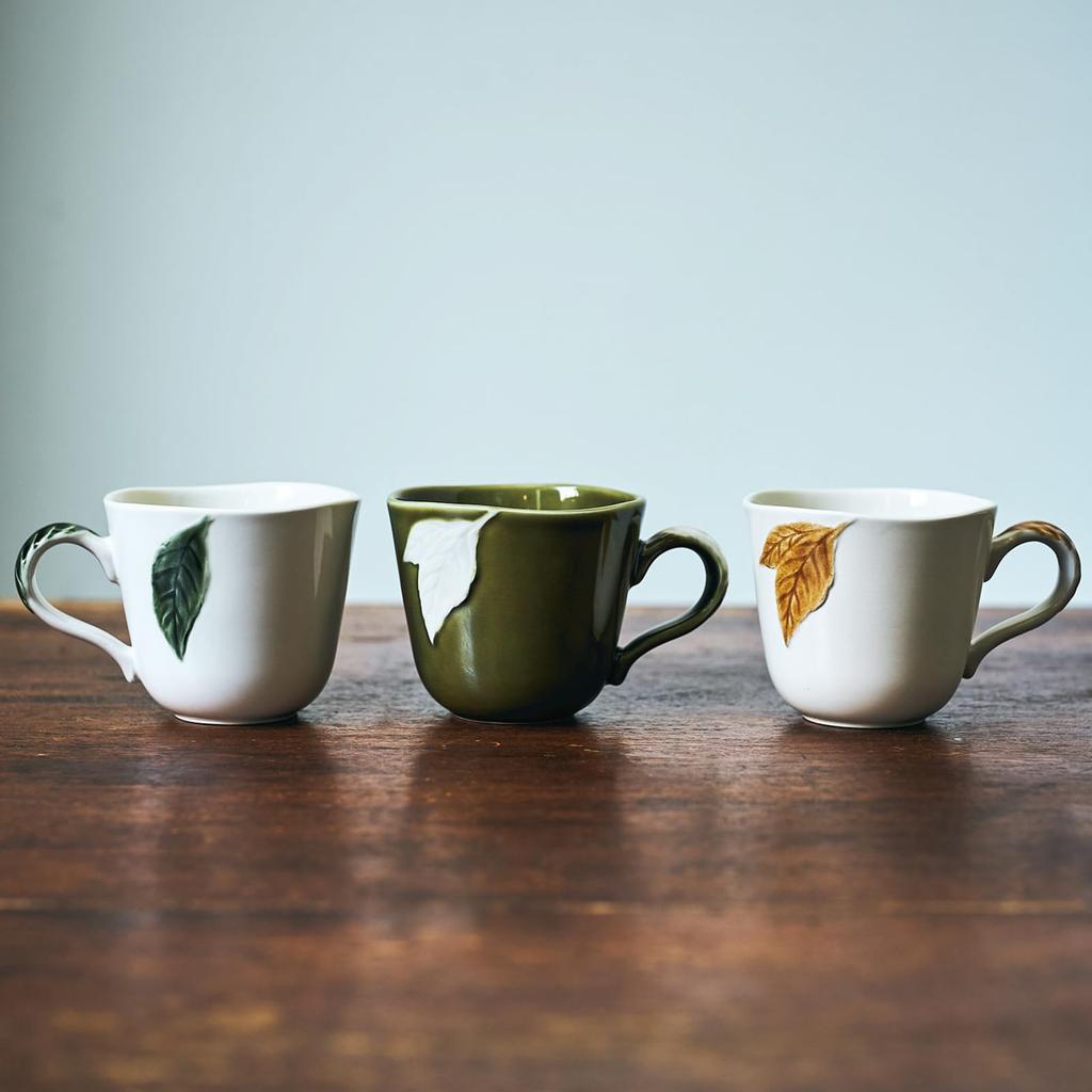 Aito Seisakusho Microwave and Dishwasher Mino Made in 111201 "Konoha" Mug, Safe, Green, Approx. 300ml, Ware, Japan,