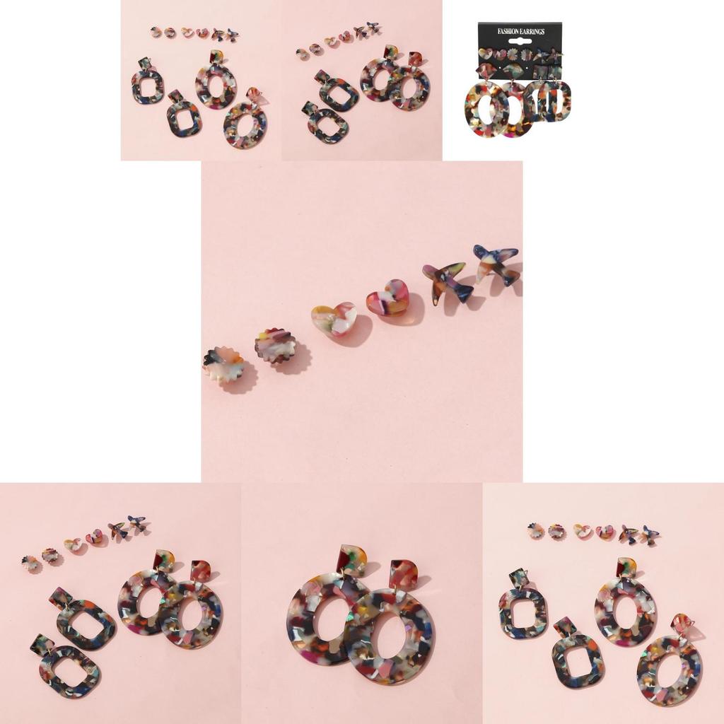 Bold Geometric Acrylic Long Dangle Earrings Trendy Colorful Statement Jewelry