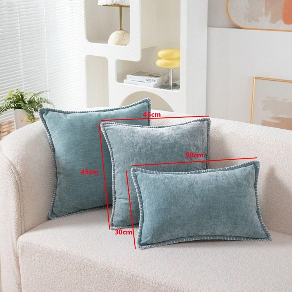 Simple Chenille Cushion Cover Solid Color Soft Throw Pillow Cover Velvet Multiple Size Decorative Pillowcase Seasonal Decor