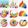Wooden Toys DIY Assembled House Rainbow Building Blocks Set Children Montessori Early Learning Stacked Balance Educational Toys