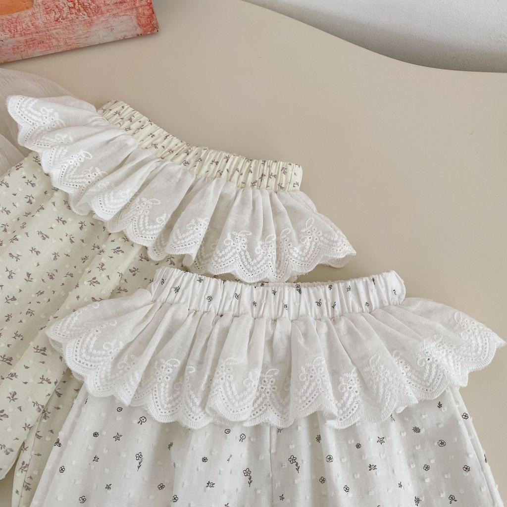 Girls Summer Floral Mosquito-Repellent Lightweight Bloomers with Ruffled Cuffs