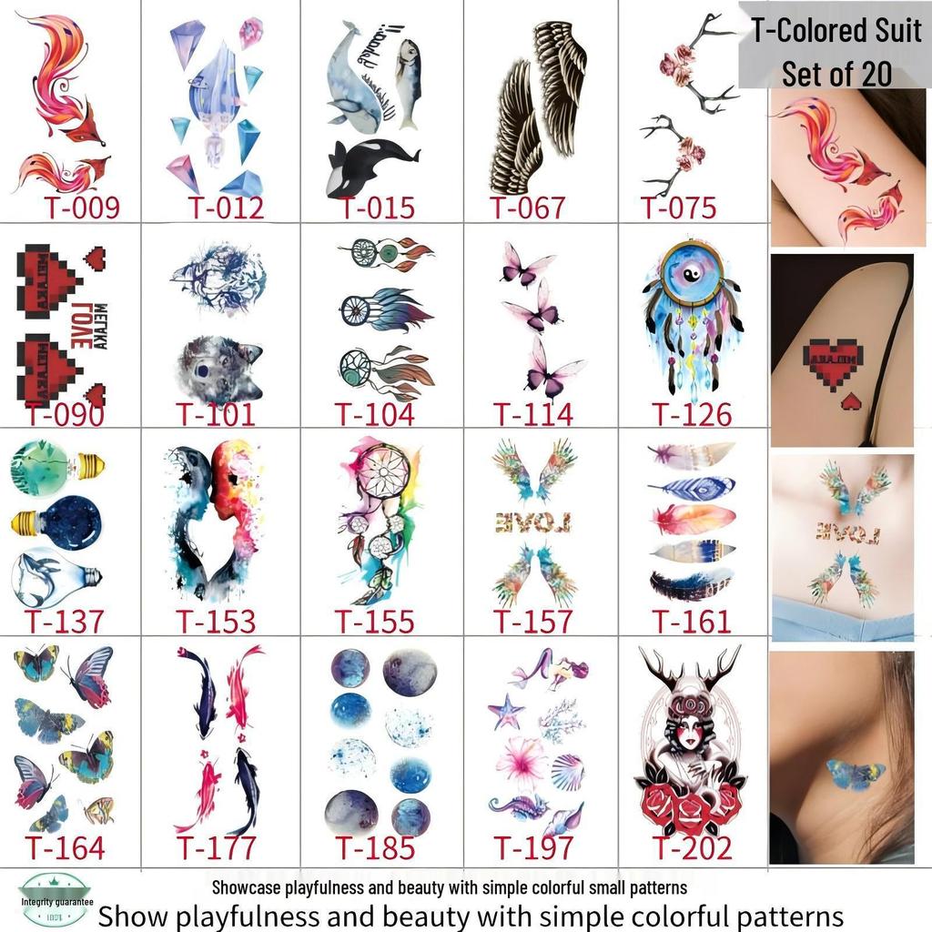 Adorable Waterproof & Sweatproof Cartoon Tattoo Stickers, Colorful Temporary Tattoos, Cross-Border Bestsellers