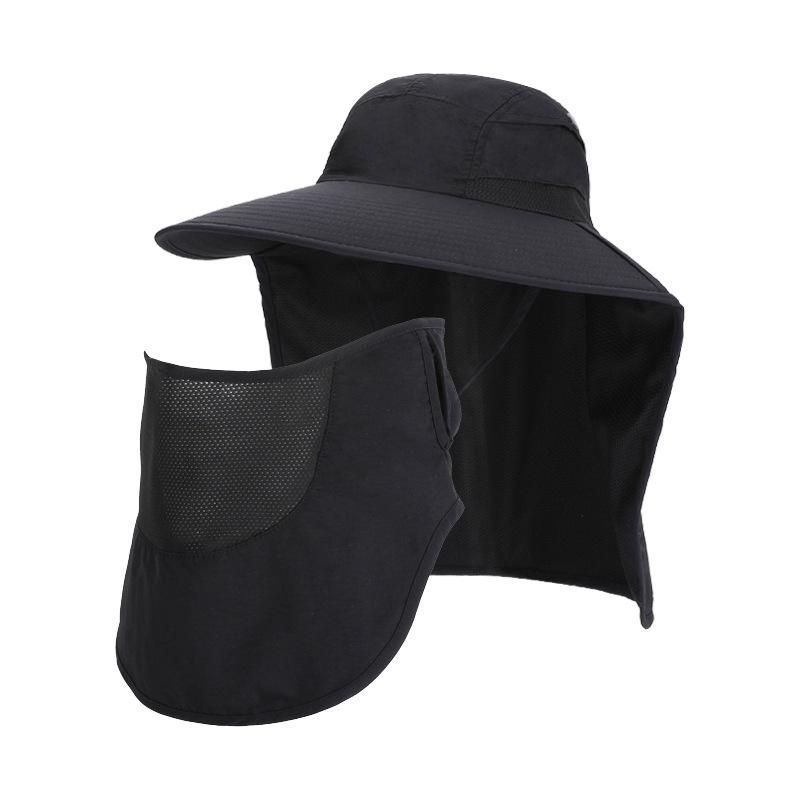 Summer Big Eaves Shawl Sun Hat Face Mask Bucket Hat Men and Women Outdoor Mountaineering Fishing Breathable Sun Protection Hat