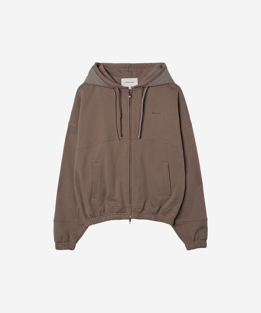 Node Labs Dev:10 Check Double Hoodie Zip-Up_Pale Brown
