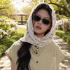 White Knitted Triangle Scarf Ethnic Style Crochet Flower Scarves Hollow Out Lace Shawl  Summer