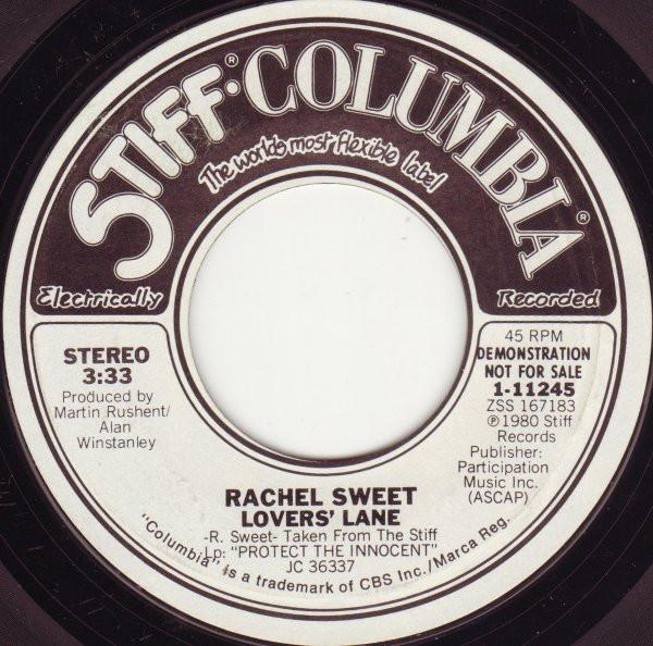 

7inch Record RACHEL SWEET - Lovers Lane 111245 Stiff-Columbia 1980 US Rock Used