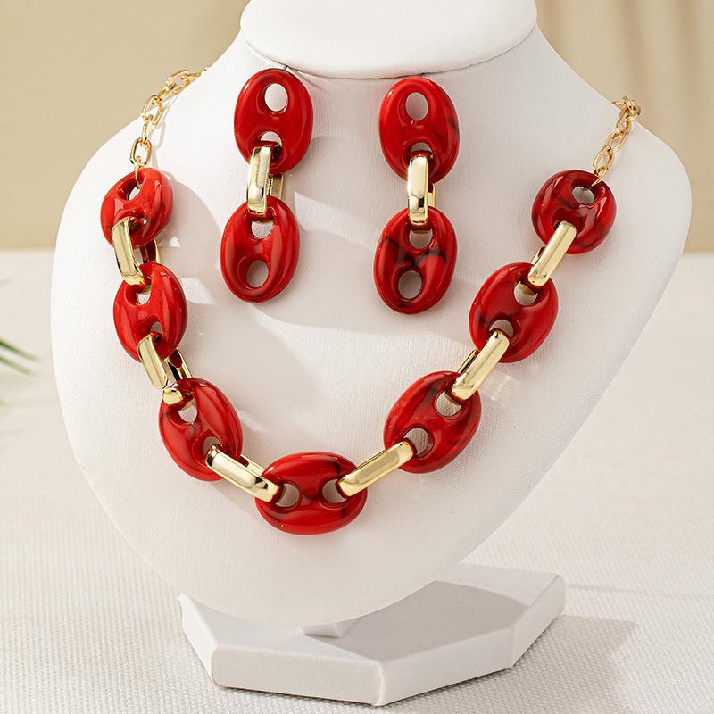 

Модные серьги-подвески для женского комплекта ювелирных изделий красный