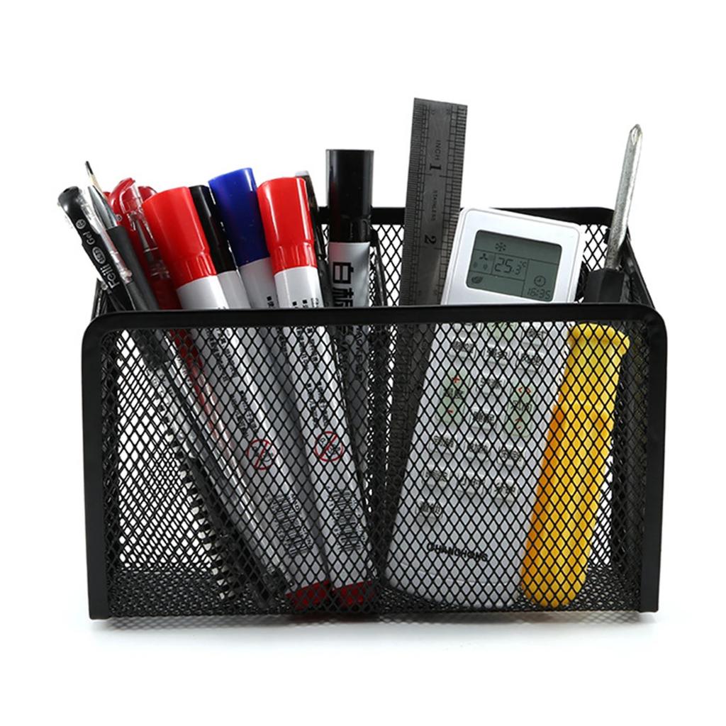 Metal Mesh Pen Cup Sturdy Magnetic Pencil Holder Portable Large Capacity Magnetic Marker Storage Basket for Desktop Storage