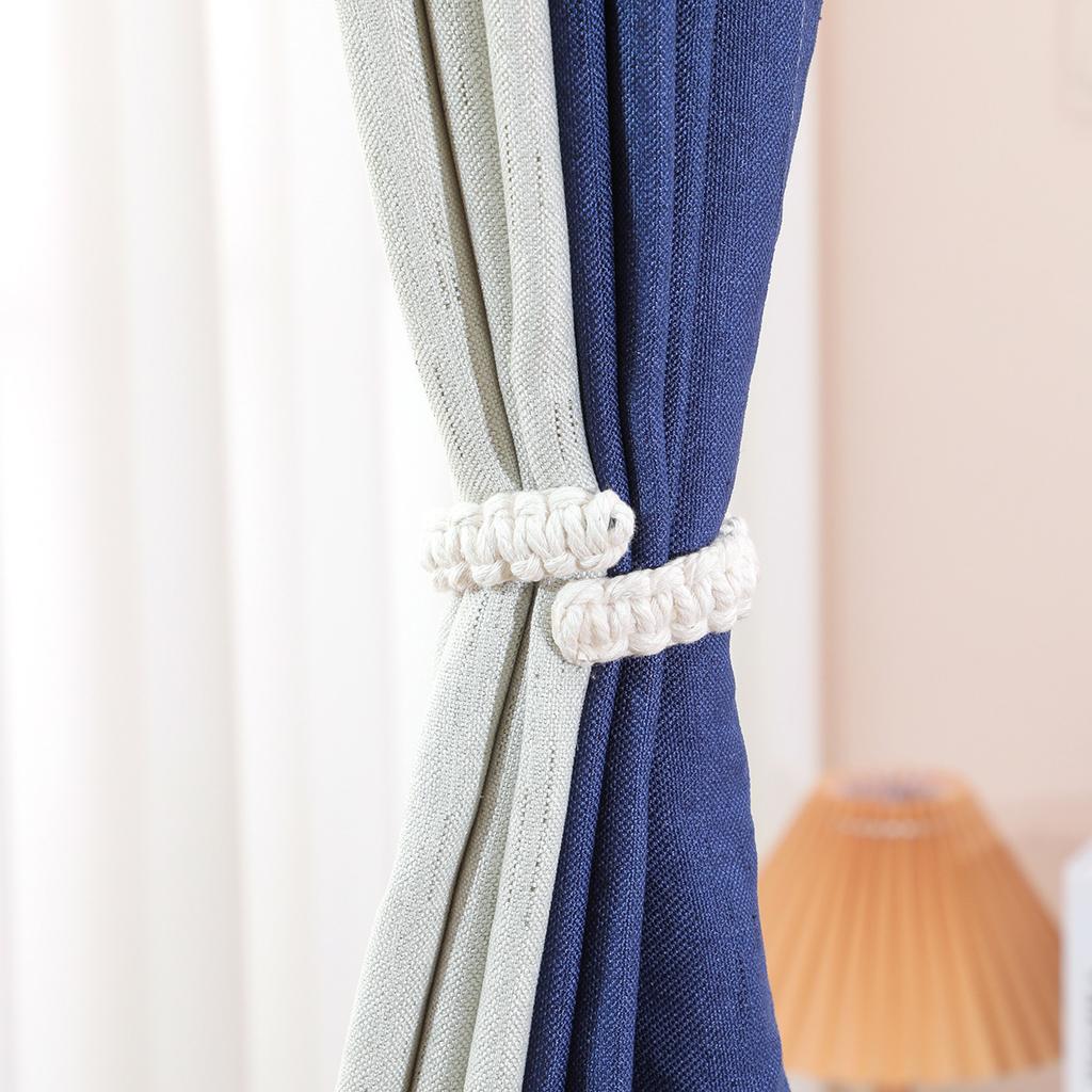 4pcs Boho-Chic Braided Curtain Ties - Vintage Brown Rope Holdbacks for Linen Drapes, for Bedroom & Living Room Decor, Curtain Decor curtain ties
