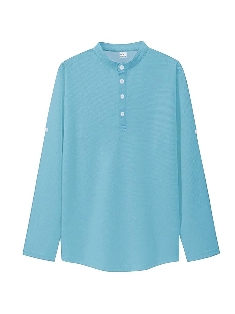 European and American TK Men's Long-sleeved Polo Shirt Summer Casual Breathable Button-up Collar Plaid Polo Shirt