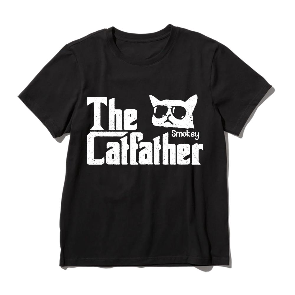 Coolmind U0129-T2  Exclusive Graphic Cat Print Men T Shirt Casual Funny Cat Print Men Tshirt Cool 100% Cotton Unisex Tee Shirts