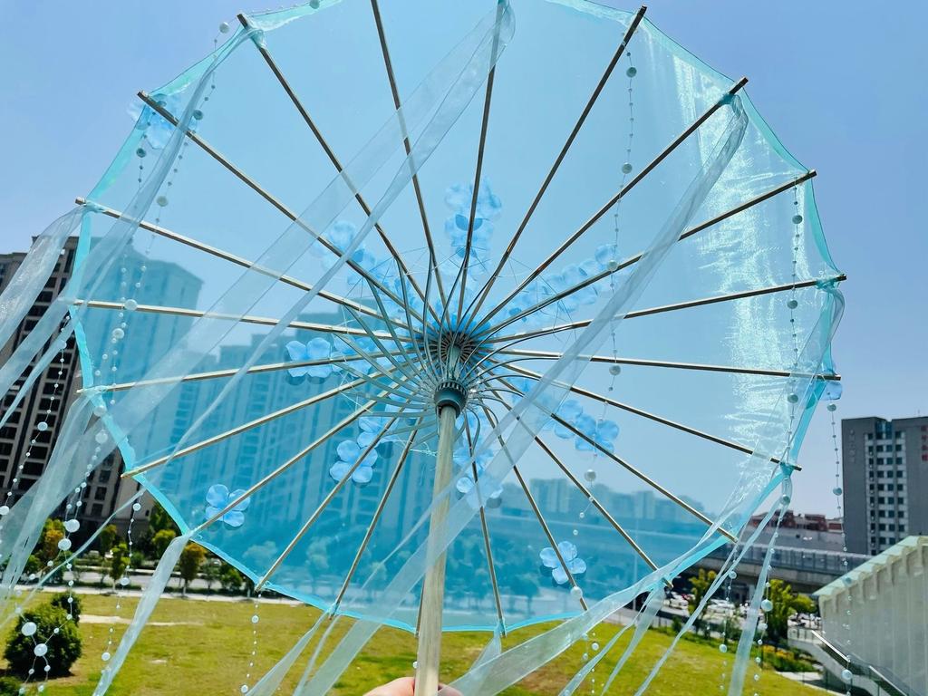 LED Chinese Japan Yarn Oiled Paper Silk Cloth Umbrella Costume Ancient Princess Umbrella Drama White Craft Umbrella Cosplay