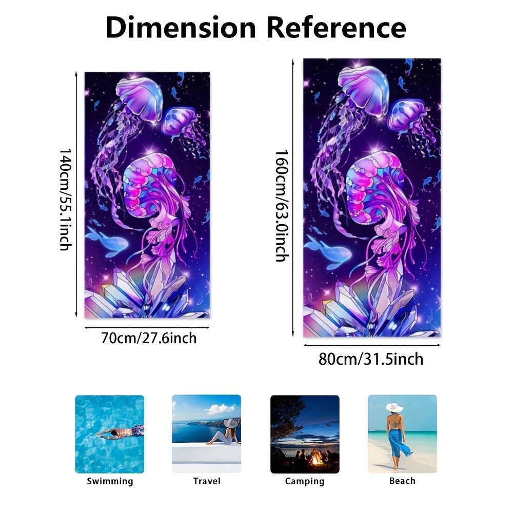 Vibrant Deep Sea Jellyfish Pattern Beach Towel Waterproof Summer Tropical Resort Pool Swimwear Large Beach Accessory Decor Home