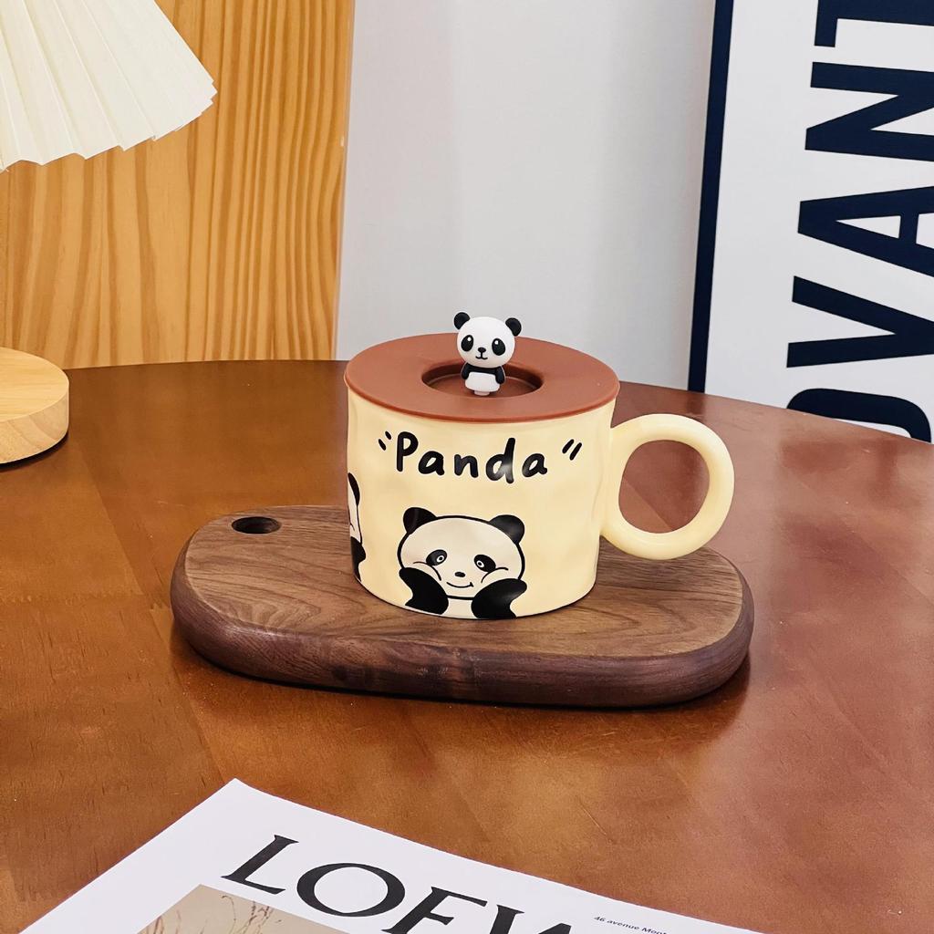Household Cups for Girls with High Appearance  High Temperature Resistance  Cartoon Cute Mug Gift Set Ceramic Cup with Lid
