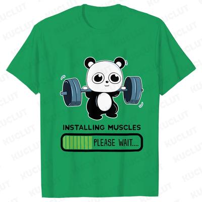 Divertente panda palestra stampa t-shirt estate t-shirt per le donne girocollo casual manica corta sollevamento pesi installazione muscoli estate t-shirt top