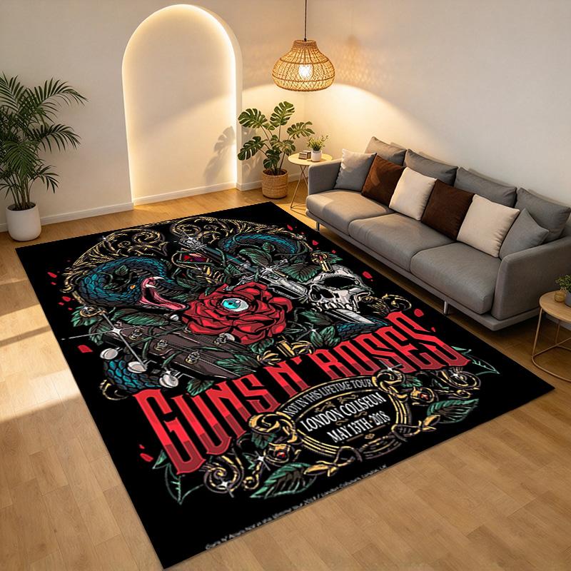 Guns Roses Living Room Nonslip Area Rug Soft Carpet For Bedroom Game Playroom Sofa Office Home Decor Doormat Christmas Gift C926674