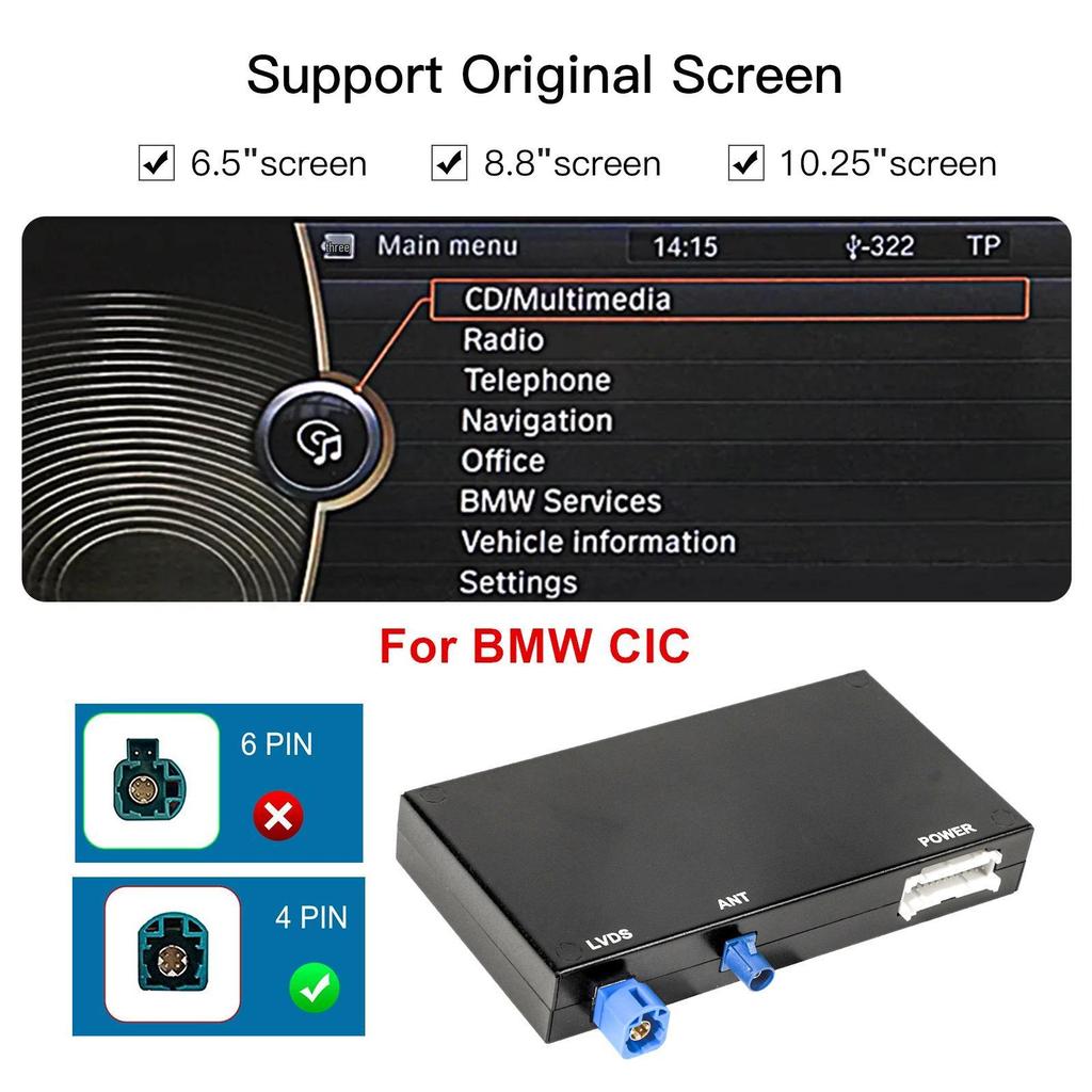 BMW Wireless CarPlay Decoder with Huawei Hicar and Reverse Camera Support