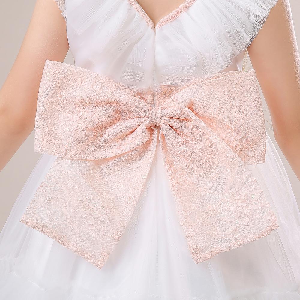 Children's Puffy Tulle V-Neck Princess Dress with Bow Skirt