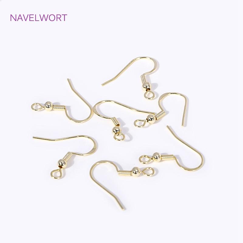50pcs/Lot 18K Gold Plated Ear Wire With Loop,Brass Erring Hooks Ear Hook DIY Earring Making Accessories Jewelry Making Supplies