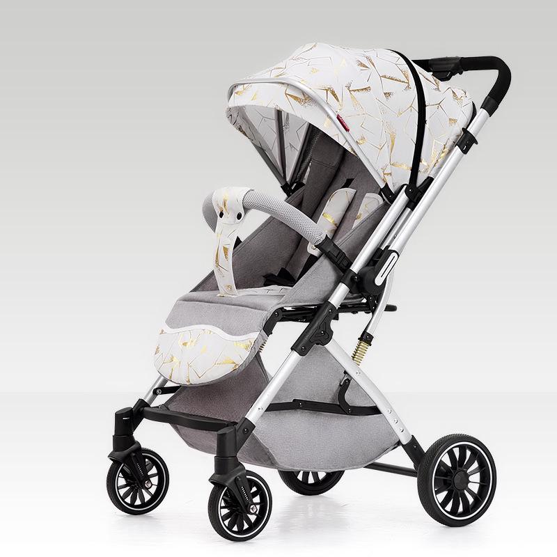 Lightweight Two-Way High Landscape Baby Stroller: Sit & Recline, One-Button Foldable Children s Pushchair.