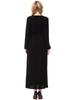 Women's Round Neck Solid Chiffon Zipper Long Dress, TH913
