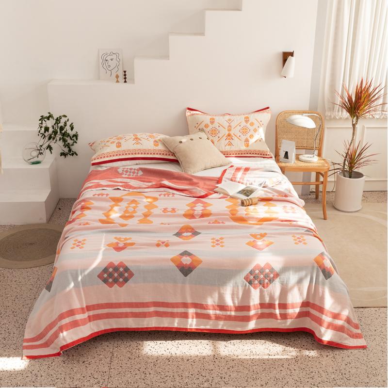 Bohemian Cotton Four-layer Gauze Towel Quilt,100% Washable Summer Cooling Quilt Cold Silk Air Condition Quilt/Blanket/Duve