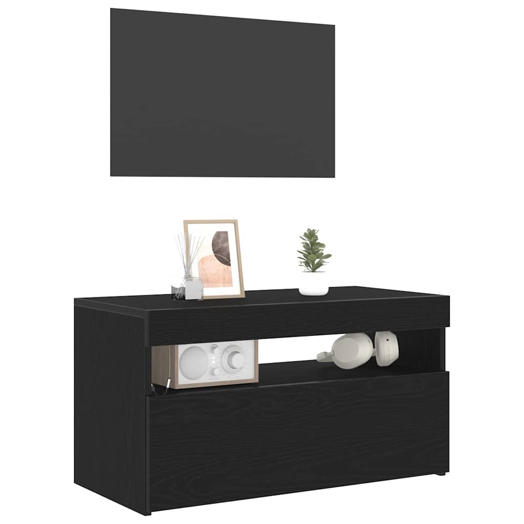 TV Cabinet Black Oak Effect 75 x 35 x 40 cm Engineered Wood