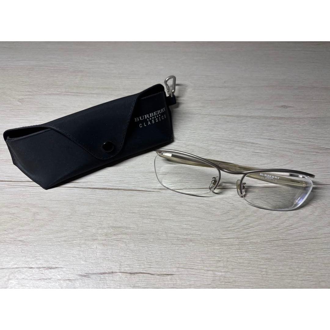 Used Burberry glasses frame silver with case