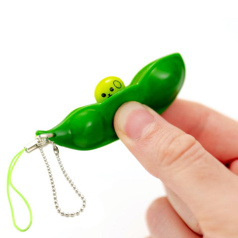 2PCS Fidget Toys Squeeze Pea Beans Keychain ADHD Decompression Toy Novelty Gifts Adults Children Juguetes Antiestrs Autismo