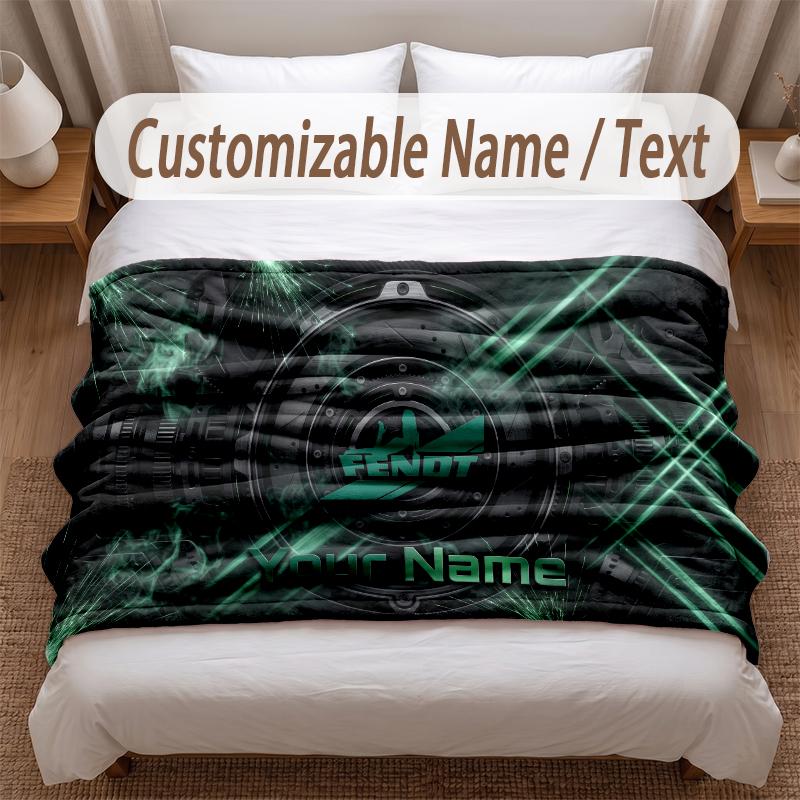 Fendt Printed Flannel Blanket Custom Name Text Soft Warm Throw For Bedroom Holiday Gift