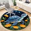 1pc Sea Turtle Print Chair Carpet for Office, Round Non-Slip Durable Large Size Office Carpet, Suitable for Office, Beautiful Decoration
