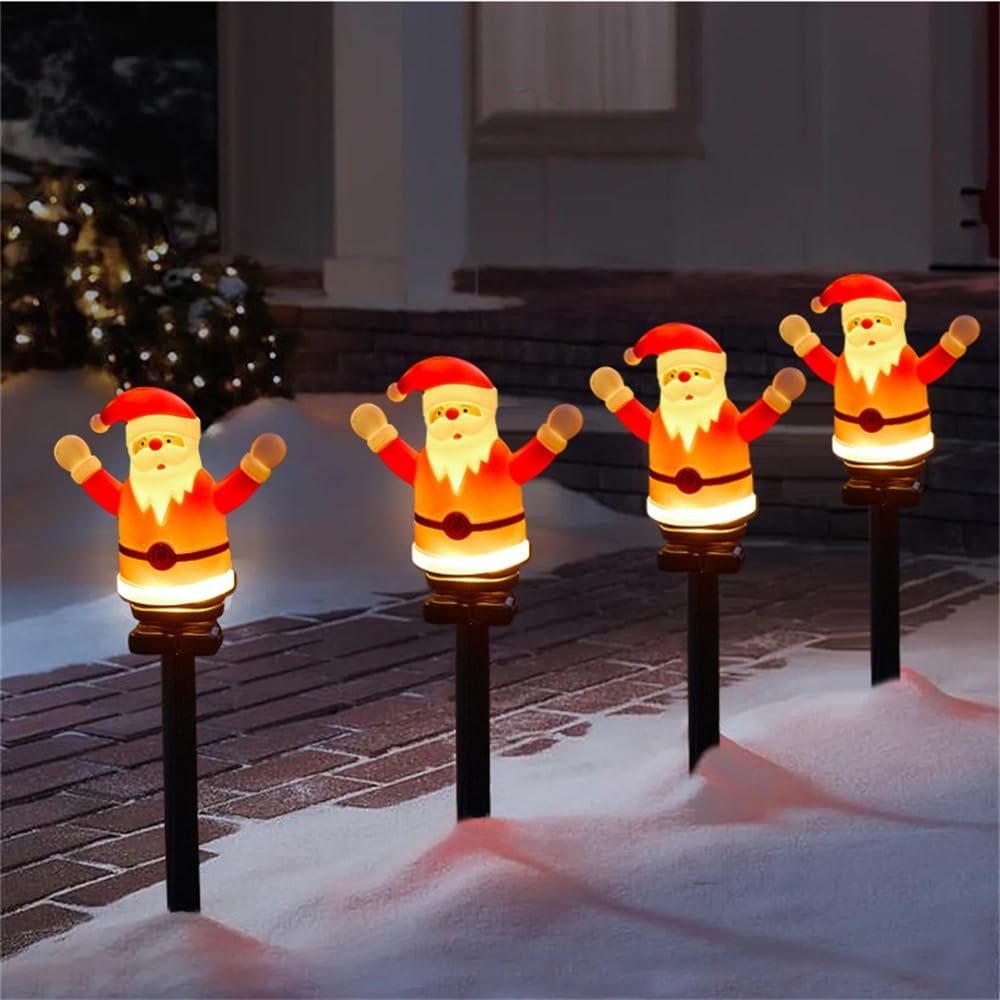DUOLEIMI Christmas Solar Lights, Santa Claus Garden Lights, Snowman Lights, Outdoor Illumination, Christmas Decorations, Garden Decor, LED Ornament