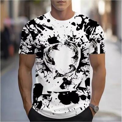 Summer Round Neck 3D  Artistic Graphic Print Top Fashionable Casual Short Sleeved Men's T-shirts