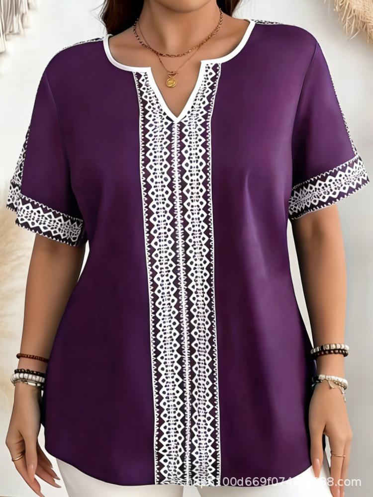 Women's Plus Size Spring/Summer Printed Short-Sleeve T-shirt