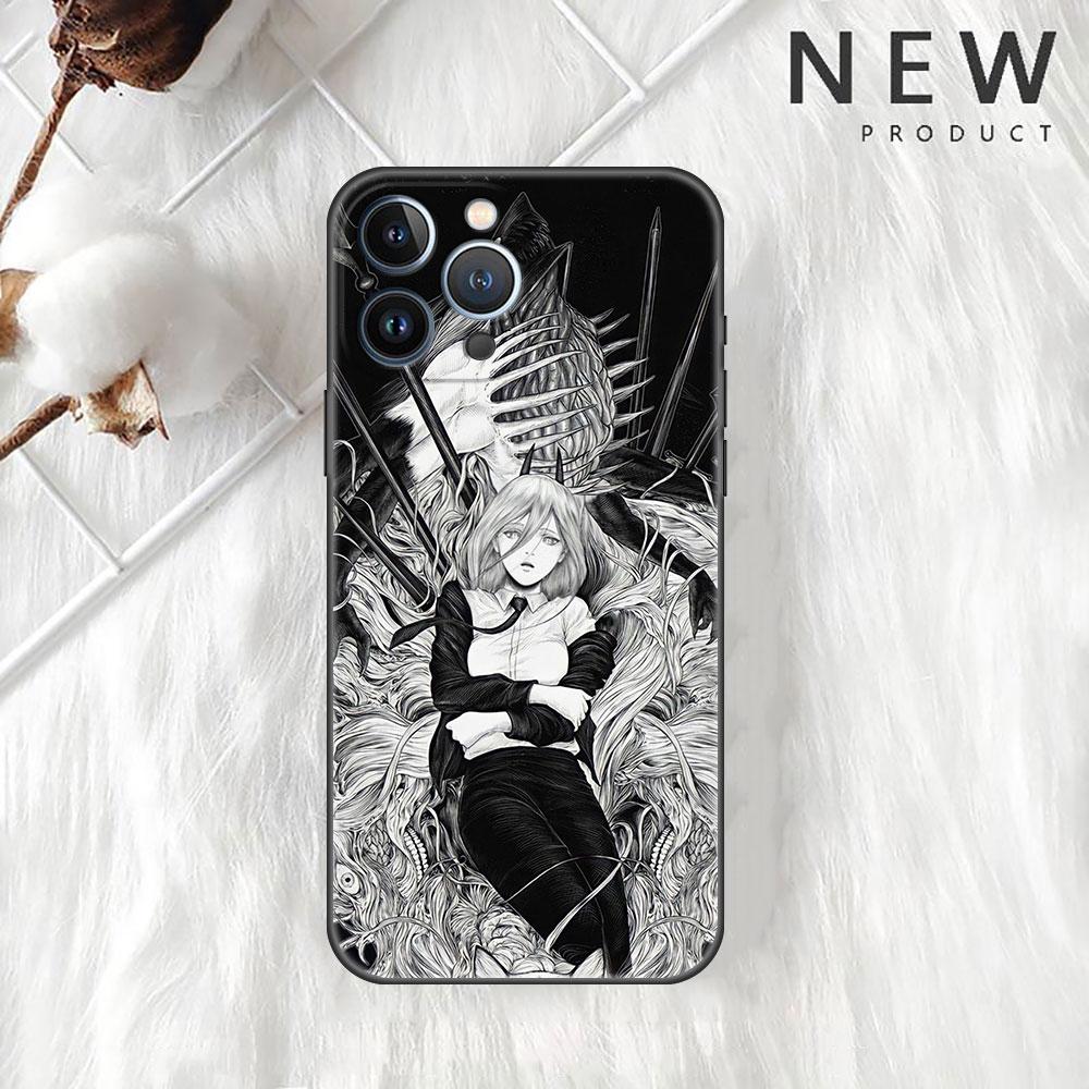 Pouzdro pro Apple iPhone 14 11 13 7 12 Pro 7 XR XS Max 8 Plus 6 14Pro 13Mini Černé Měkké Telefonní Coque Chainsaw Man Cool