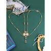 Ethnic Style Colorful Body Chain Jewelry, Rhinestone Inlaid Alloy Hollow Pattern Shoulder Chain,  Women's Wedding Bridal Body Chain Jewelry Dress Up A