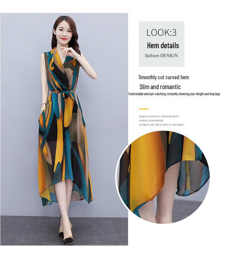 2024 Summer Fashionable Sleeveless Dress for Women - Plus Size, Knee-Length