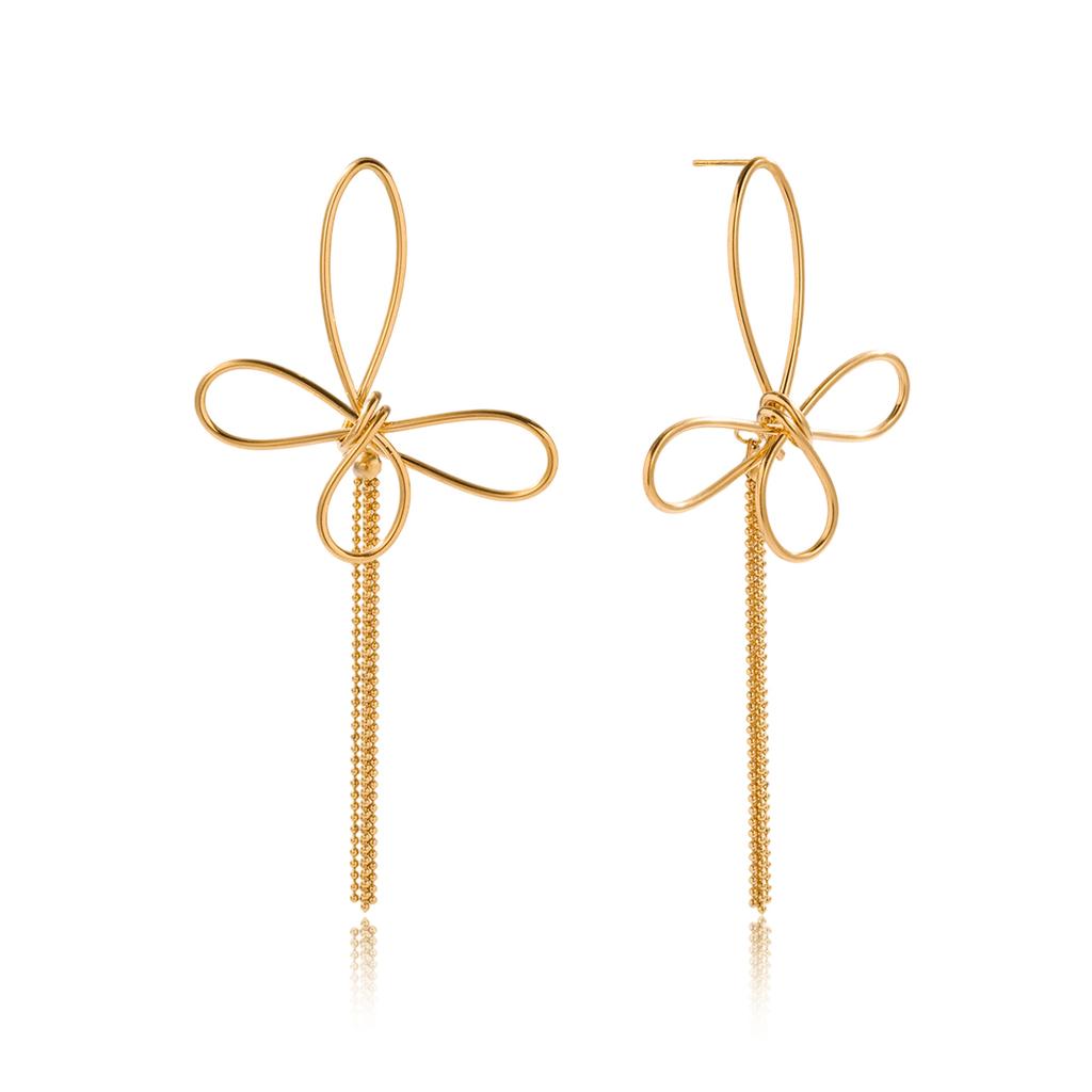 Yori Minimalist Simple Line Butterfly Tassel Earrings Waterproof Metal 18K Gold Plated Simple Daily High Quality Jewelry Gift