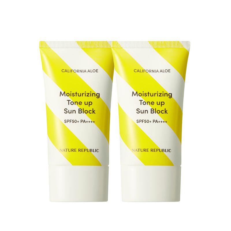 

Nature Republic California Aloe Moisture Tone-Up Sunblock SPF50+ PA++++ 1+1 Set – UV Protection Face Sunscreen