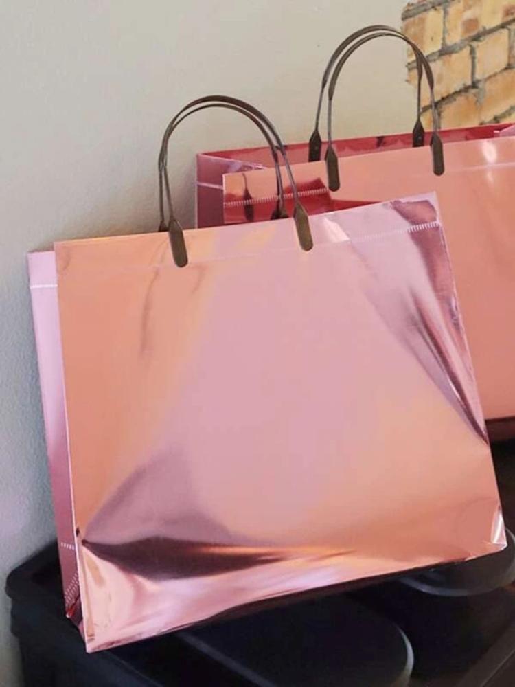 1 Stück rosa Geschenktüte, PVC Laser Geschenkverpackung zarte Tragetasche, Geschenküberreichung, Hochzeitsdekoration, Party