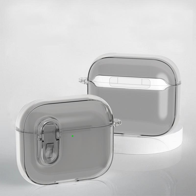 Translucent Crystal Wireless Earphone Case For Airpods Pro 3 2 for Airpods 4 3 Anti-fall Switch Lock Headphone Protective Cover